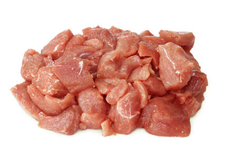 Fresh raw pieces of pork meat on bright backgroundの写真素材