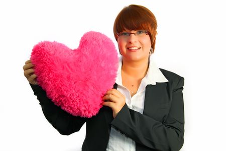 Young attractive woman with velvet heartの写真素材