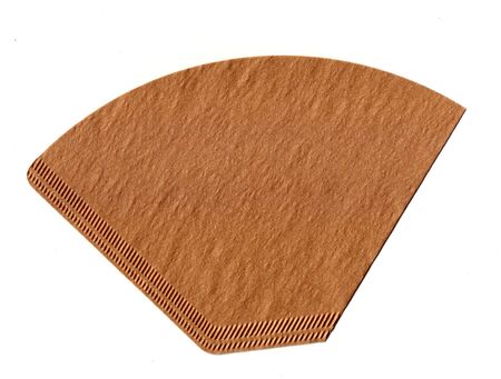 Brown filter coffee paper isolated on white backgroundの写真素材