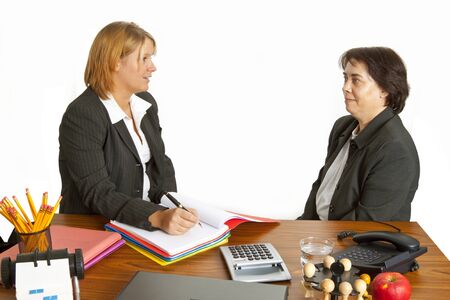 Two businesspeople at an interview in the office.
の写真素材