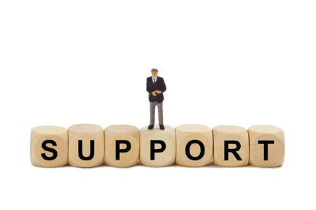 Concept - figurine with lettering and wooden cubes -Support