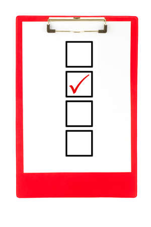 Clipboard with checklist isolated on white backgroundの写真素材