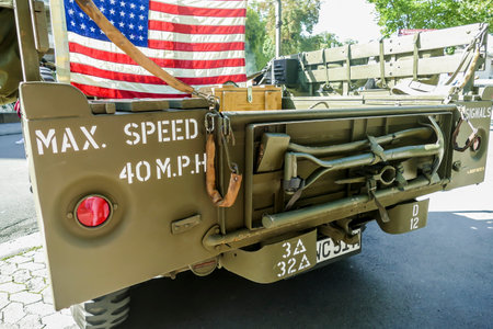 BAD NAUHEIM, GERMANY AUGUST 2017: Detail from classic military  Dodge Prestone 43 on a show, 16 th European Elvis Festival in Bad Nauheim, Hessenのeditorial素材