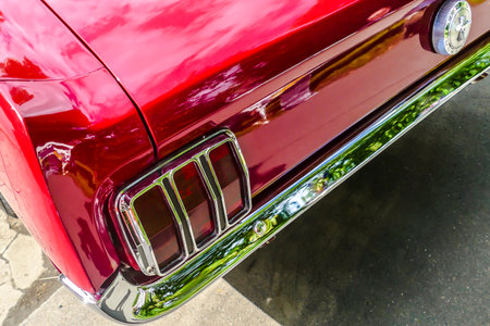 BAD NAUHEIM, GERMANY AUGUST 2017: Detail from classic Ford Mustang on a show, 16 th European Elvis Festival in Bad Nauheim, Hessenのeditorial素材