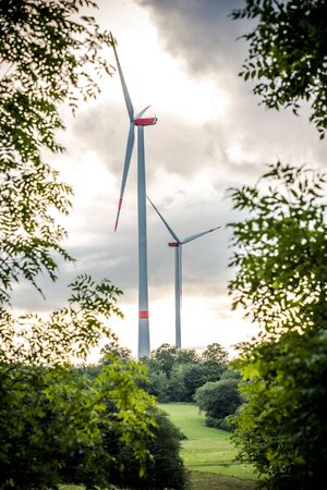 Wind Park with clouds in Mittelhessen, Germany