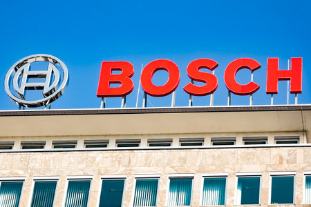 WETZLAR - MARCH 25: Emblem Bosch, March 25, 2018 in Wetzlar, Germany. Robert Bosch GmbH is a...