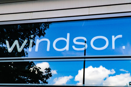 Wiesbaden, Germany - June 03 2018: windsor logo on a store window. Windsor is a luxury clothes...