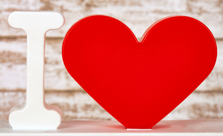 I Love You - plastic letter and red heart shape Symbolの写真素材