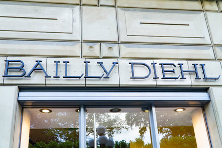 Wiesbaden, Germany - June 03 2018: BAILY DIEHL logo on a facade. BAILY DIEHL is a German retail fashion chain.のeditorial素材