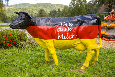 Mascot and logo animal of Die faire Milch means - The fair milk in Oppenau Germanyの写真素材