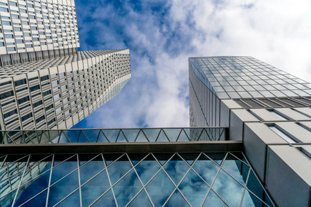 FRANKFURT, GERMANY, October 5th 2019 view from turn&taxis palais on the skyscraper in Frankfurt/Main Germanyのeditorial素材