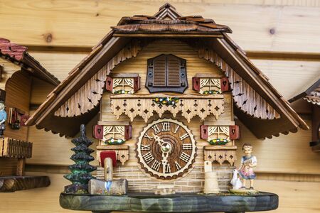 Decorative wooden Cuckoo clock in Detail