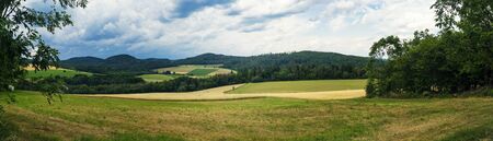 Panorama from tranquil landscape scene in Hessen Germanyの写真素材