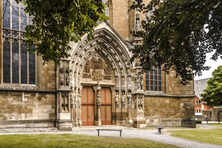 Church portal St Kilian Church in Korbach North Hesse, Germanyの写真素材
