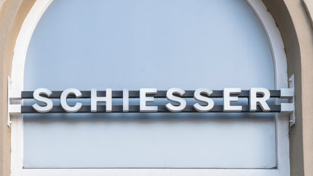 TRIER, GERMANY - SEPTEMBER 13, 2019: Schiesser shop sign in Trier Germanyのeditorial素材