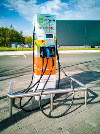 WETZLAR, GERMANY 2019-05-02 ENWAG Electrical Mobile Station. Enwag is the energy service company in Central Hesse, Germanyのeditorial素材