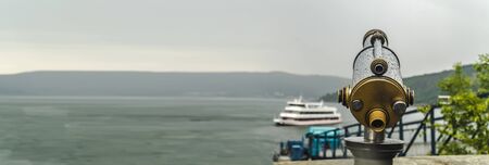 Telescope on touristic destination on Edersee Hessen Germanyの写真素材