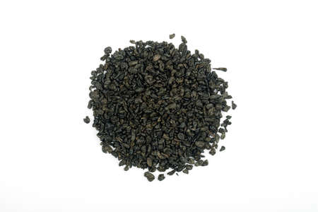 Gunpowder Tea in a circle on white backgroundの写真素材