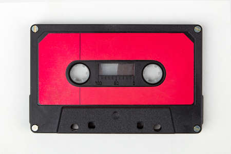 Retro audio tape isolated on white backgroundの写真素材