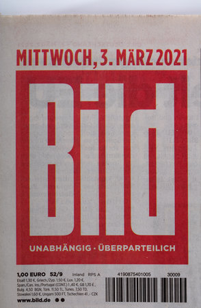 Huettenberg, Germany 2021-03-05: Logo from BILD Newspaper. BILD Newspaper published by Axel Springer Verlag is the daily newspaper with the highest circulation in Germany.のeditorial素材
