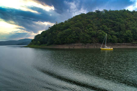 Edersee in summertime in North Hesse Germanyの写真素材