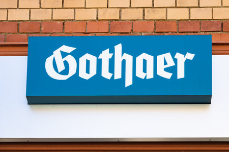 OBERURSEL, GERMANY 2021-04-27 GOTHAER LOGO. The Gothaer Group is one of the largest German insurance companies.のeditorial素材