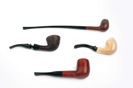 Tobacco Pipe Collection isolated over white backgroundの写真素材
