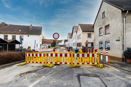 Construction side cause of optic fiber expansion in a small village in germanyの写真素材