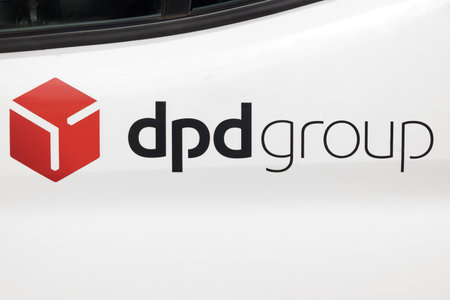 GIESSEN, GERMANY - 2021_04_09: DPD Logo on a Van. DPDgroup is an international parcel delivery service.のeditorial素材