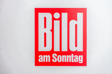 GIESSEN, GERMANY - 2021_04_09: Logo from BILD am Sonntag Newspaper. Bild am Sonntag is a German tabloid that appears on Sundays. It is part of the image group of Axel Springer SE and is one of the most cited media in Germany.のeditorial素材