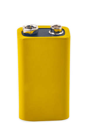 Yellow Batteries isolated on white backgroundの写真素材