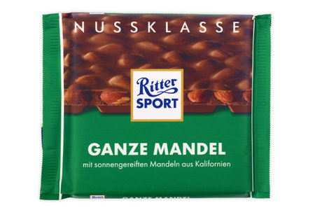 WETZLAR, GERMANY - November 22. 2021: Ritter Sport chocolate bars. Ritter Sport was founded in 1912 in Stuttgart-Bad Cannstatt, Germany, Sweetsのeditorial素材