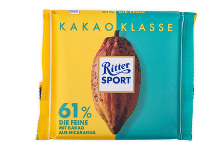WETZLAR, GERMANY - November 22. 2021: Ritter Sport chocolate bars. Ritter Sport was founded in 1912 in Stuttgart-Bad Cannstatt, Germany, Sweetsのeditorial素材