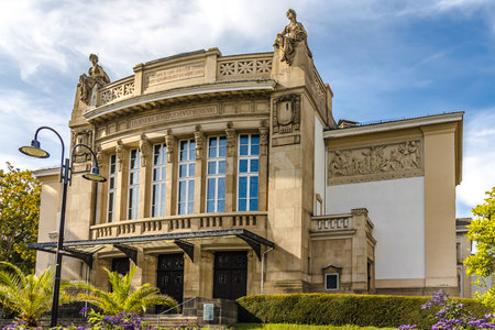 GIESSEN, GERMANY - 2021-09-21: The Theater GieÃen, Stadttheater GieÃen (GieÃen Municipal Theatre), a theatre, a cultural center, was designed in Neo-classical style; the central city districtのeditorial素材