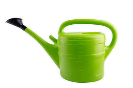 Green watering can isolated over white backgroundの写真素材