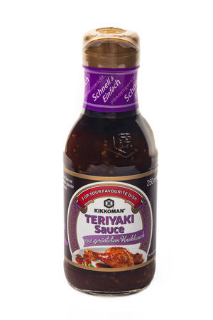 WETZLAR, GERMANY - 2022-07-17: Bottle of Kikkoman Teriyaki Sauce. In 1917 the Japanese Mogi and Takanashi families founded Noda Shoyu Co. Ltd. The company name was changed to Kikkoman Shoyu Co.Ltd. in 1964 and to Kikkoman Corporation in 1980.のeditorial素材