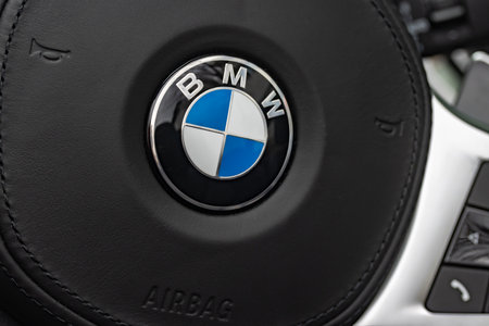 WETZLAR, GERMANY 2022-04-23: BMW LOGO. BMW is a German automobile, motorcycle and engine manufacturing company founded in 1916のeditorial素材