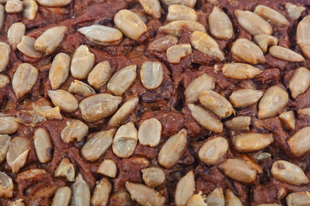 Delicious whole grain bread full frame as backgroundの写真素材
