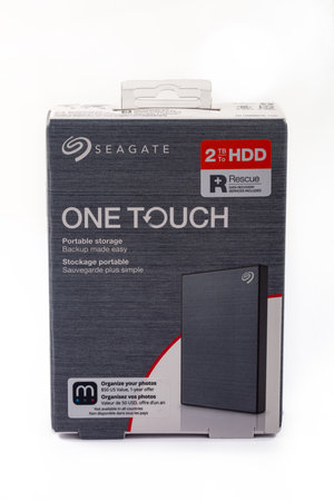 WETZLAR; GERMANY 2022-07-18: A package of Seagate portable One Touch HDD.のeditorial素材