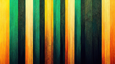 Generated Artificial stripes in green and orange as abstract backgroundの写真素材