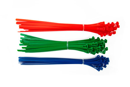 Colourful Cable Ties isolated over white backgroundの写真素材