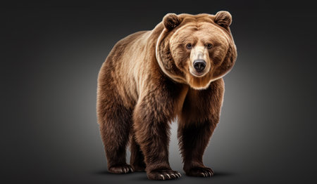 Brown Bear over dark background - generative artificial artの素材