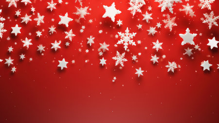 Red christmas holiday star background in red and white colours. Winter theme wallpaper.の素材