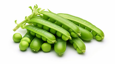 Fresh delicious Peas isolated on white background.  artificial artの素材