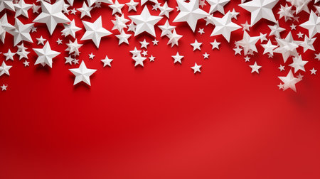 Red christmas holiday star background in red and white colours. Winter theme wallpaper.の素材