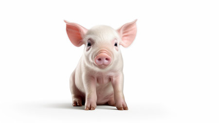 Sitting young Piglet isolated on white background. artificial artの素材