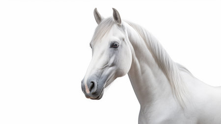 Beautiful white Horse isolated over white background. Artificial Artの素材
