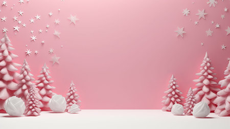 Pink christmas holiday stars background in red, pink and bright colours. Winter theme wallpaper. Artificial Artの素材