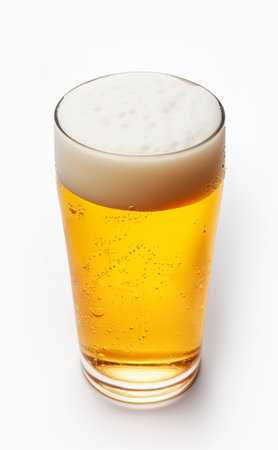 Glass of fresh bright Lager Beer isolated on white background. artificial artの素材