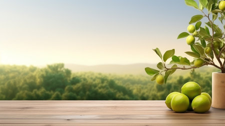 Mediterranean concept with juicy limes and copyspace. artificial artの素材